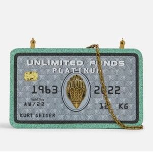 Kurt Geiger NIB Unlimited Funds Platinum Clutch Crossbody RARE